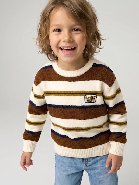 Pull garçon manches longues marine+noisette 8 - vertbaudet enfant 