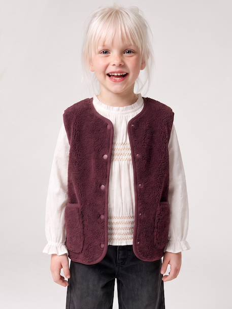 Gilet fille sans manches en sherpa blush+prune+vanille 5 - vertbaudet enfant 