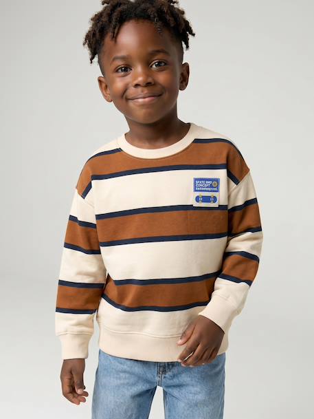 Sweat garçon col rond marine+noisette+pistache 6 - vertbaudet enfant 