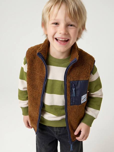 Gilet sans manches garçon caramel+écru 1 - vertbaudet enfant 