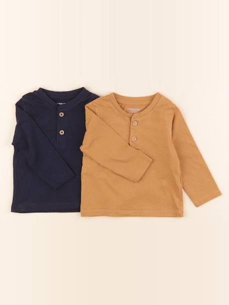 Lot de 2 tee-shirts - 6 mois Bleu, marron 1 - vertbaudet enfant 