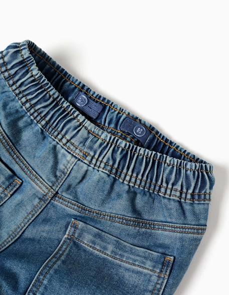 Pantalon de jogging en jean avec cordon de serrage et 5 poches Bleu+Bleu foncé+Gris foncé 3 - vertbaudet enfant 