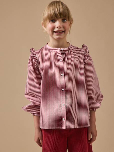 Chemise rayée volantée fille Rayure cerise 1 - vertbaudet enfant 