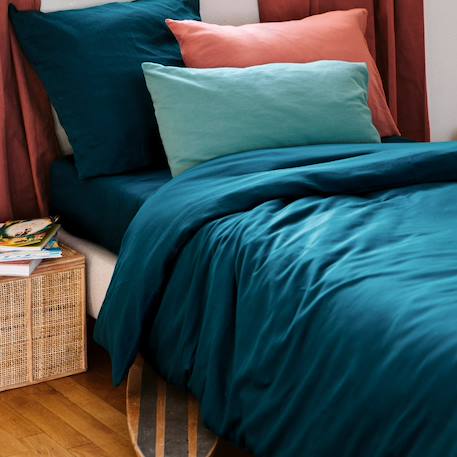Housse de couette 1 personne pur coton bio Blanc+Bleu nuit+Ecru+Eucalyptus+Gris clair+Gris tourterelle+Rose nude+Terracotta 11 - vertbaudet enfant 