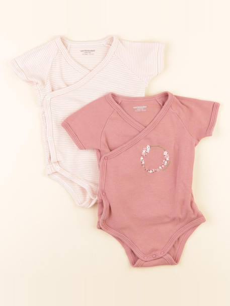 Lot de 2 bodies en coton - 12 mois Rose 1 - vertbaudet enfant 