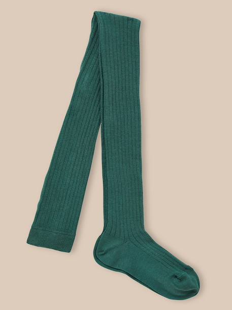 Collants à côtes fille Blanc+Chocolat+Marine+Rose doux+Taupe+Vert anglais 14 - vertbaudet enfant 