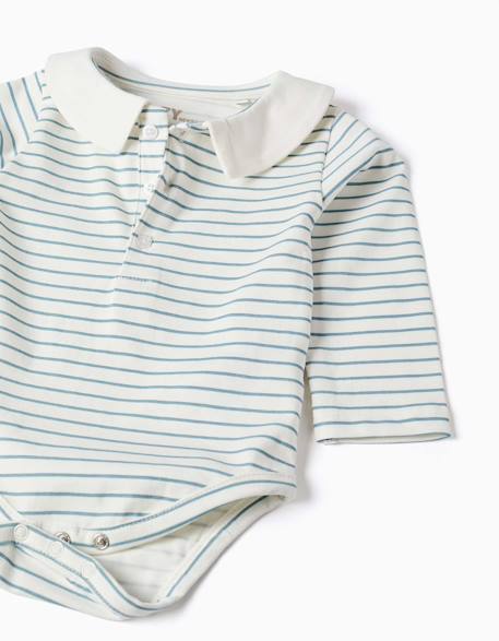 Body en coton à manches longues à rayures Blanc 3 - vertbaudet enfant 