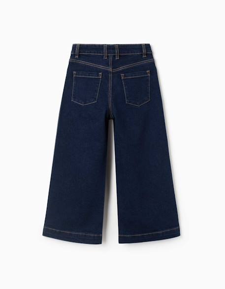 Jean à jambe large avec boutons-pression sur le devant Bleu foncé 2 - vertbaudet enfant 
