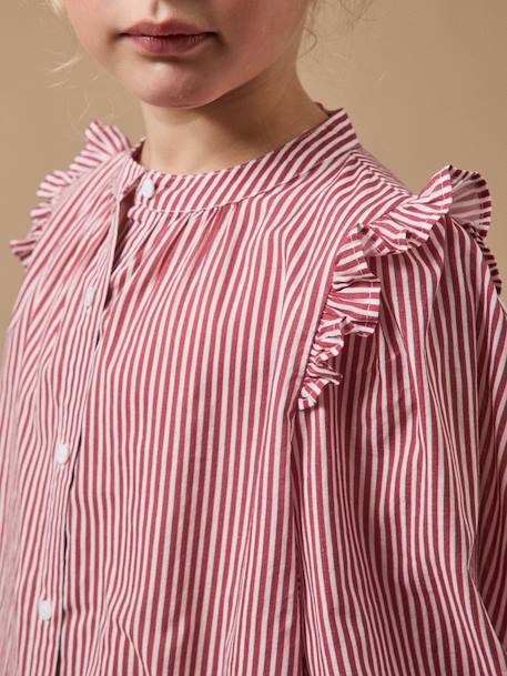 Chemise rayée volantée fille Rayure cerise 3 - vertbaudet enfant 