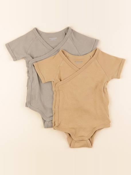 Lot de 2 bodies en coton - 9 mois Marron, vert 1 - vertbaudet enfant 