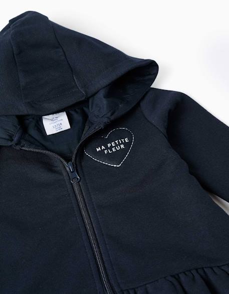 Sweat zippé en molleton à capuche avec imprimé Bleu foncé 3 - vertbaudet enfant 