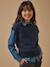 Pull sans manches fille laine et alpaga Ecru chine+Marine+Rhubarbe 3 - vertbaudet enfant 