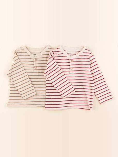 Lot de 2 tee-shirts - 6 mois Marron, rouge 1 - vertbaudet enfant 