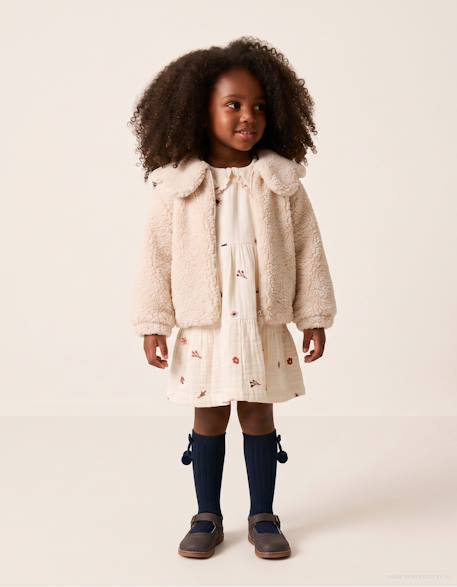 Veste matelassée en sherpa avec maxi col Blanc 1 - vertbaudet enfant 