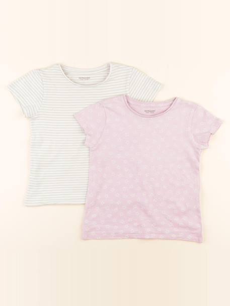 Lot de 2 tee-shirts - 4 ans Rose, vert 1 - vertbaudet enfant 
