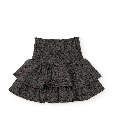 Jupe fille avec double volant et finition brillante Gris 2 - vertbaudet enfant 