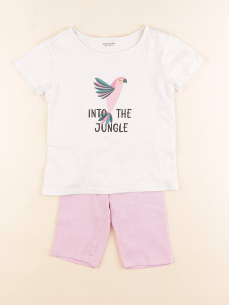 Pyjama coton - 4 ans Blanc, rose 1 - vertbaudet enfant 