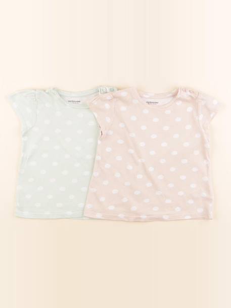 Lot de 2 tee-shirts - 24 mois Rose, vert 1 - vertbaudet enfant 