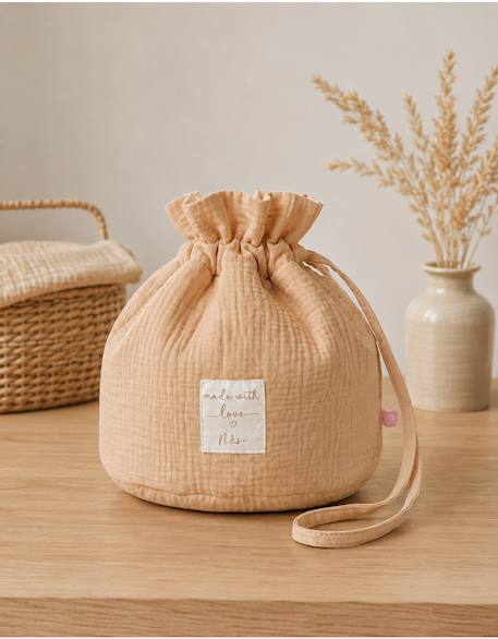 Panier de rangement nomade coton bio Beige 2 - vertbaudet enfant 