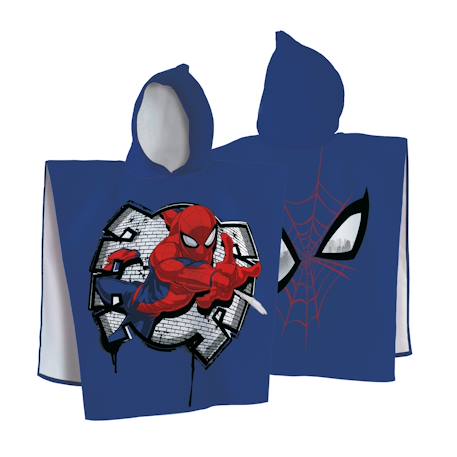 Cape de bain imprimée 100% coton, spiderman hero eyes Bleu 1 - vertbaudet enfant 