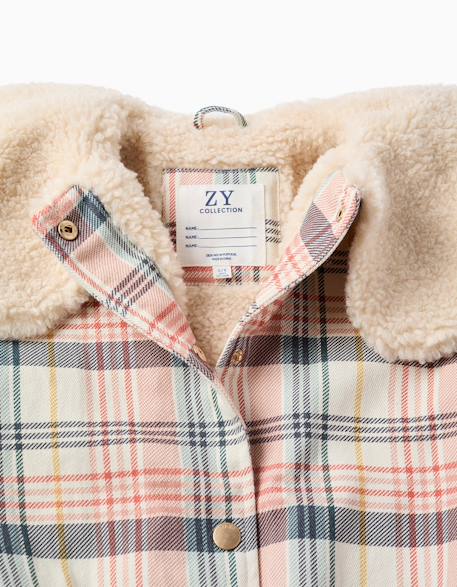 Blouson à carreaux avec col et doublure en sherpa Blanc 4 - vertbaudet enfant 