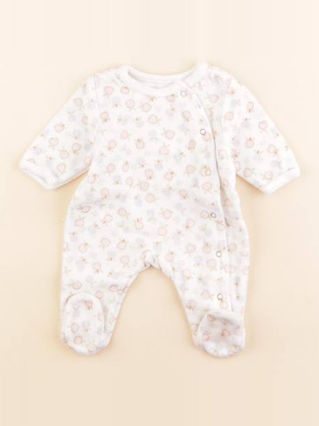 Pyjama velours - 0 mois Blanc, rose 1 - vertbaudet enfant 