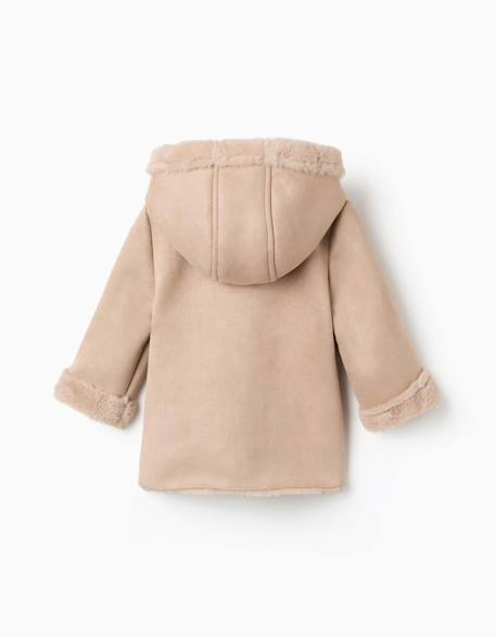 Manteau en suédine à capuche et doublure en peluche douce synthétique Beige clair 2 - vertbaudet enfant 