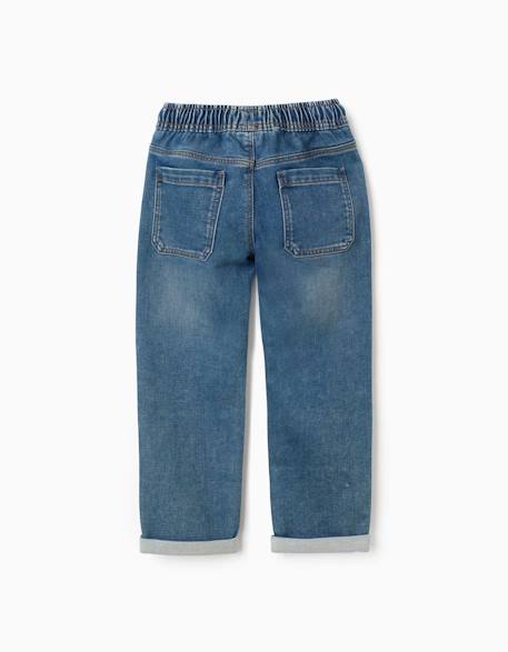 Pantalon de jogging en jean avec cordon de serrage et 5 poches Bleu+Bleu foncé+Gris foncé 2 - vertbaudet enfant 