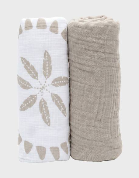 Lot de 2 langes  coton bio Beige 1 - vertbaudet enfant 