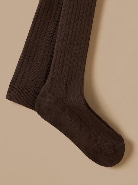Collants à côtes fille Blanc+Chocolat+Marine+Rose doux+Taupe+Vert anglais 5 - vertbaudet enfant 