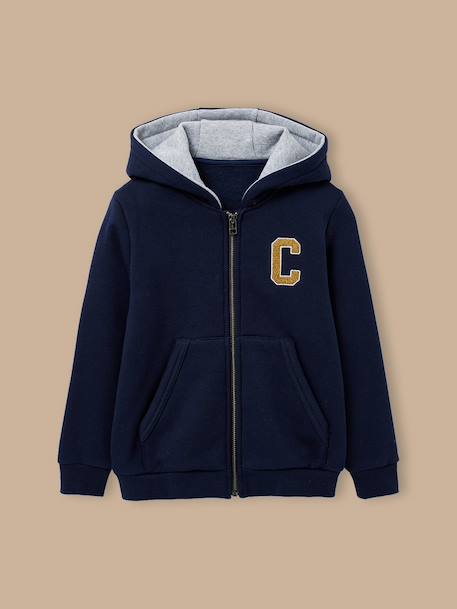 Sweat zippé à capuche garçon Gris chine+Marine 7 - vertbaudet enfant 