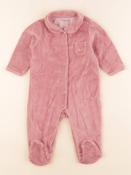 Pyjama velours - 9 mois Rose 1 - vertbaudet enfant 