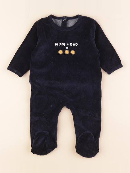 Pyjama velours - 6 mois Bleu 1 - vertbaudet enfant 