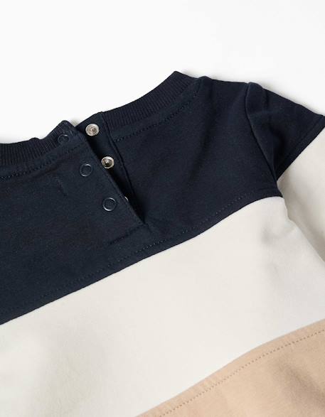 Sweat en coton peigné avec bloc de couleurs Bleu foncé 3 - vertbaudet enfant 