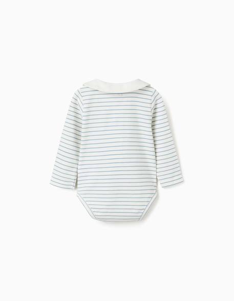 Body en coton à manches longues à rayures Blanc 2 - vertbaudet enfant 