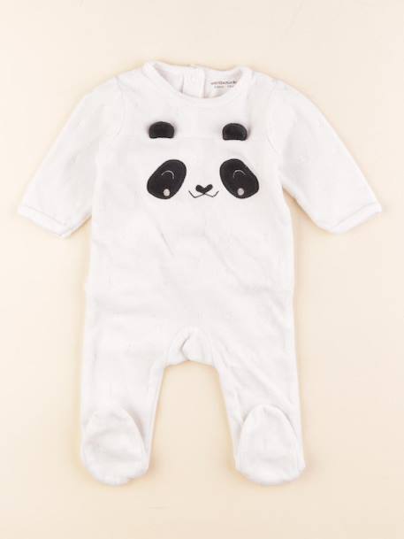 Pyjama velours - 3 mois Blanc 1 - vertbaudet enfant 