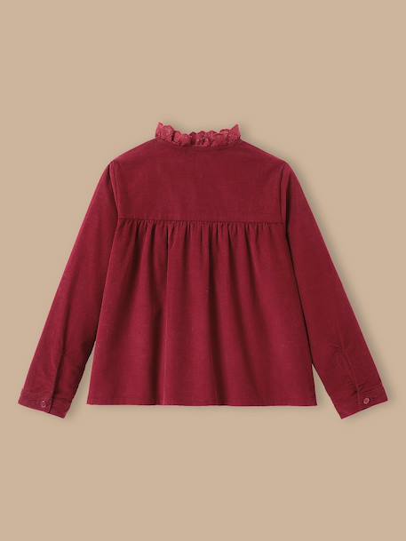 Chemise velours et dentelle fille Cerise+Ecru 2 - vertbaudet enfant 