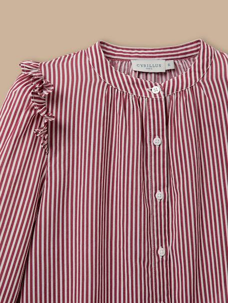 Chemise rayée volantée fille Rayure cerise 2 - vertbaudet enfant 