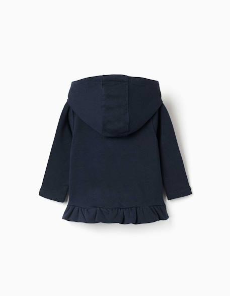 Sweat zippé en molleton à capuche avec imprimé Bleu foncé 2 - vertbaudet enfant 