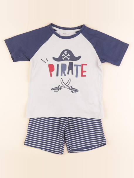 Pyjama coton - 6 ans Blanc, bleu 1 - vertbaudet enfant 
