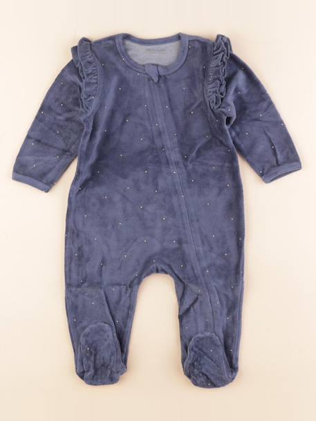 Pyjama velours - 12 mois Bleu 1 - vertbaudet enfant 