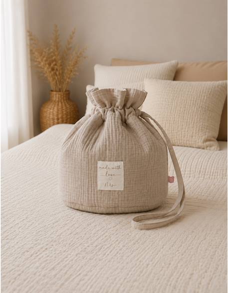 Panier de rangement nomade coton bio Beige 2 - vertbaudet enfant 