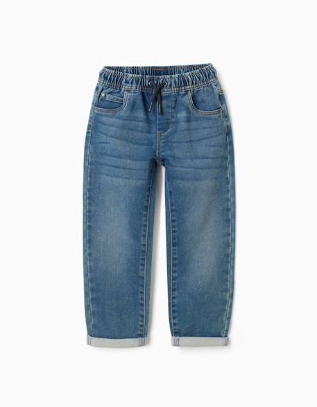 Pantalon de jogging en jean avec cordon de serrage et 5 poches Bleu+Bleu foncé+Gris foncé 1 - vertbaudet enfant 