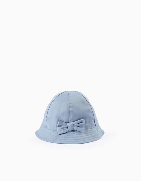 Chapeau en sergé avec nœud Bleu clair 1 - vertbaudet enfant 