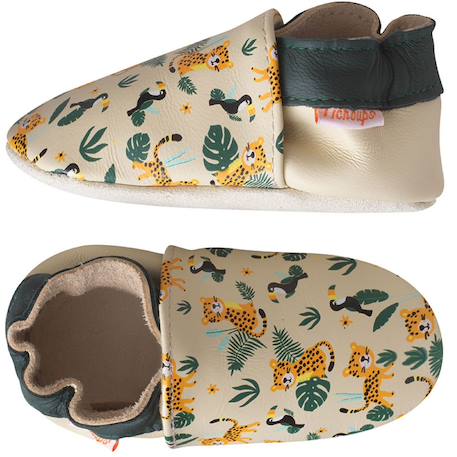 Chaussons bébé cuir souple romy et jules s'amusent Beige 1 - vertbaudet enfant 