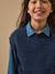 Pull sans manches fille laine et alpaga Ecru chine+Marine+Rhubarbe 5 - vertbaudet enfant 
