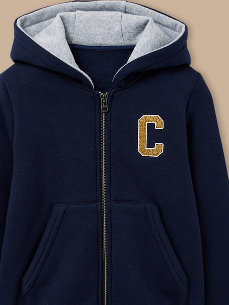 Sweat zippé à capuche garçon Gris chine+Marine 8 - vertbaudet enfant 
