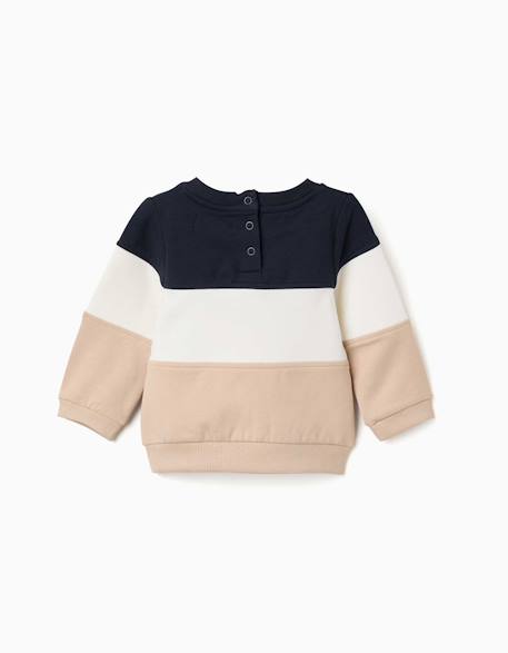 Sweat en coton peigné avec bloc de couleurs Bleu foncé 2 - vertbaudet enfant 