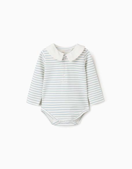 Body en coton à manches longues à rayures Blanc 1 - vertbaudet enfant 
