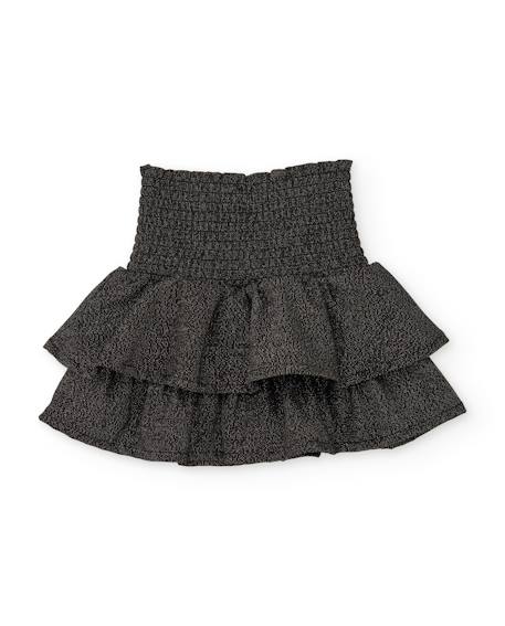 Jupe fille avec double volant et finition brillante Gris 3 - vertbaudet enfant 